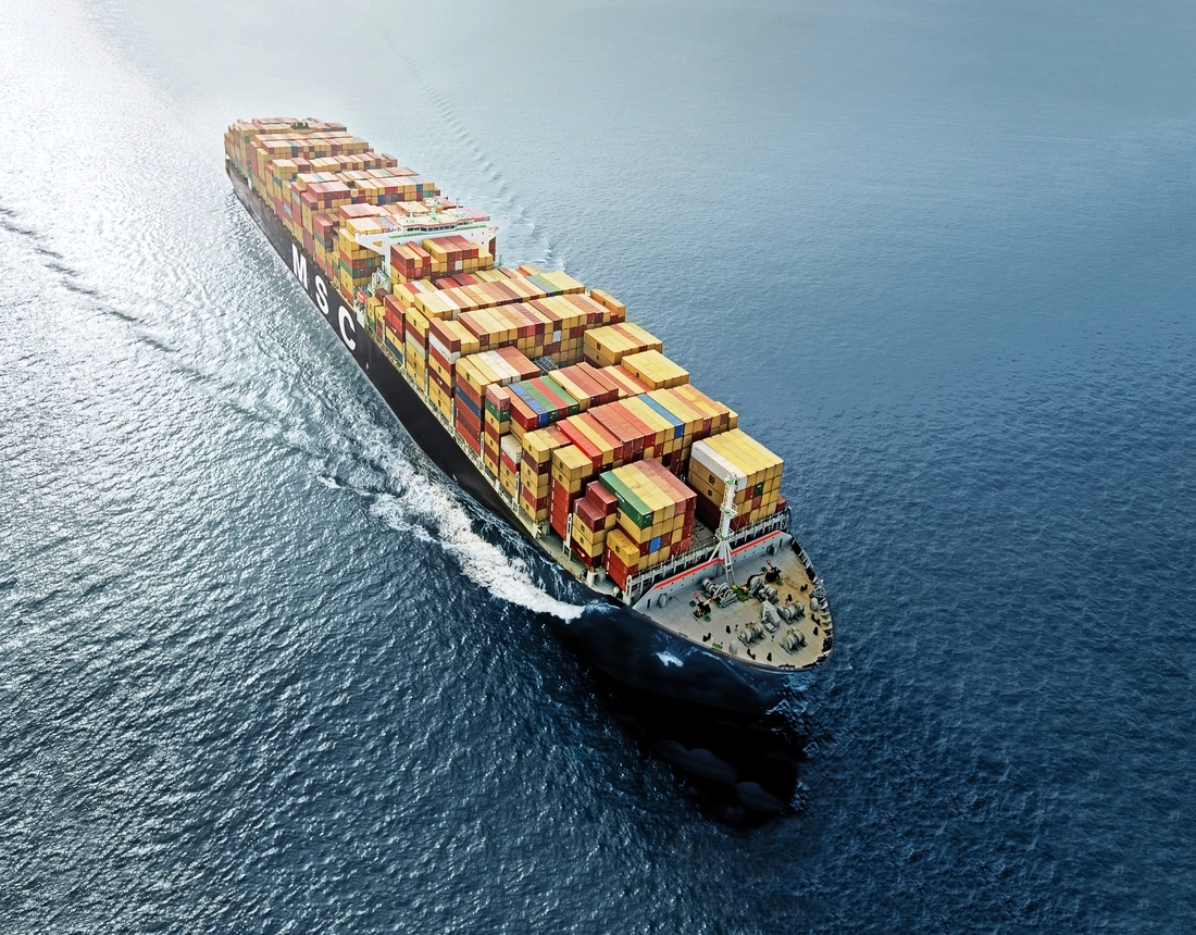 Cargo ship in ocean transit